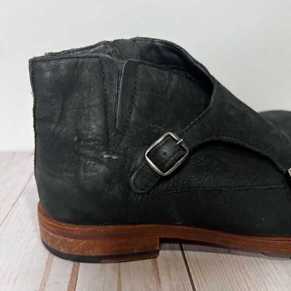 J Shoes Dorado Black Leather Buckle Chelsea Ankle Moto Boots - Picture 3 of 10